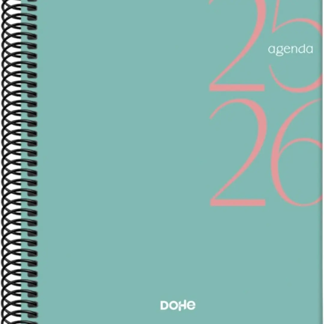 Dohe System Agenda Escolar 25/26 Espiral A5 - Semana Vista - Papel 70g/m2 - Cubierta de Carton Plastificado - Color Verde 1