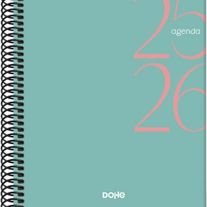 Dohe System Agenda Escolar 25/26 Espiral A5 - Semana Vista - Papel 70g/m2 - Cubierta de Carton Plastificado - Color Verde 1