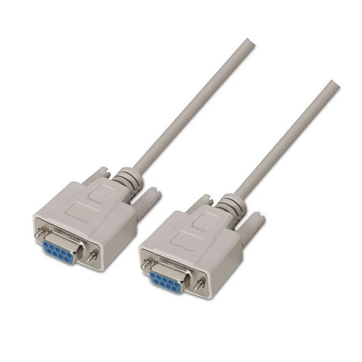 Aisens Cable Serie Null Modem - DB9/H-DB9/H - 1.8m para Dispositivos de Comunicacion Equipados con Puerto Serie - Color Beige 1