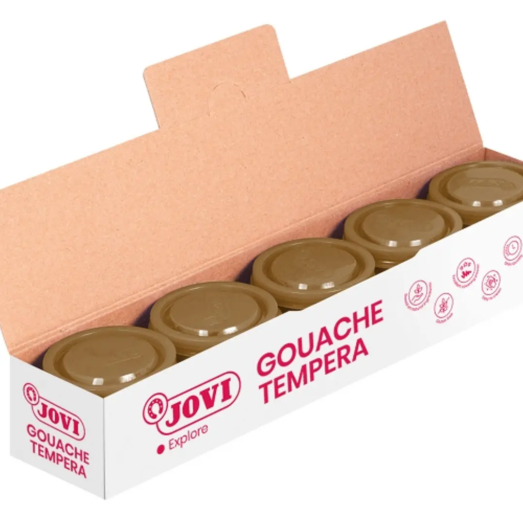 Jovi Bote de Tempera Escolar 35ml - Aplicacion en Multiples Superficies - Uso con Pincel, Rodillo o Espatula - Colores Mezclables - Color Oro 1