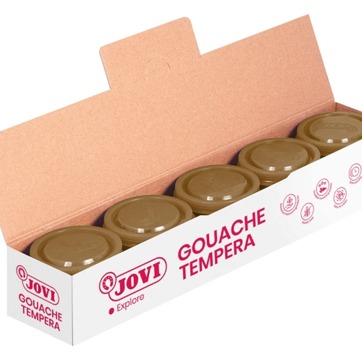 Jovi Bote de Tempera Escolar 35ml - Aplicacion en Multiples Superficies - Uso con Pincel, Rodillo o Espatula - Colores Mezclables - Color Oro 1