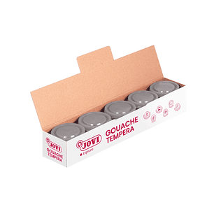 Jovi Bote de Tempera Escolar 35ml - Aplicacion en Multiples Superficies - Uso con Pincel, Rodillo o Espatula - Colores Mezclables - Color Gris