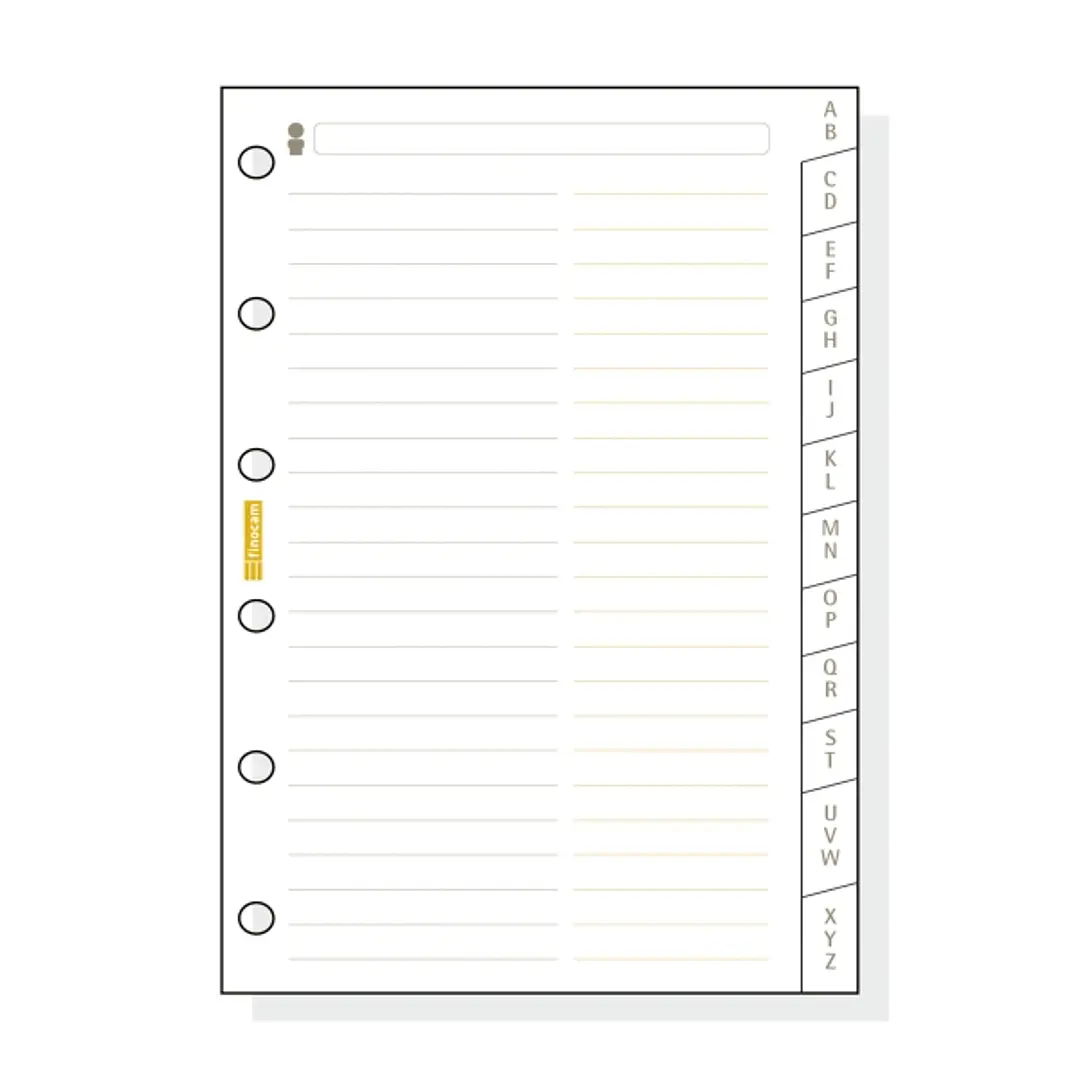 Finocam C275 Indice Alfabetico para Agendas Classic - 12 Solapas - Formato 602 - 73x114x3mm - Cartulina - Color Blanco 1
