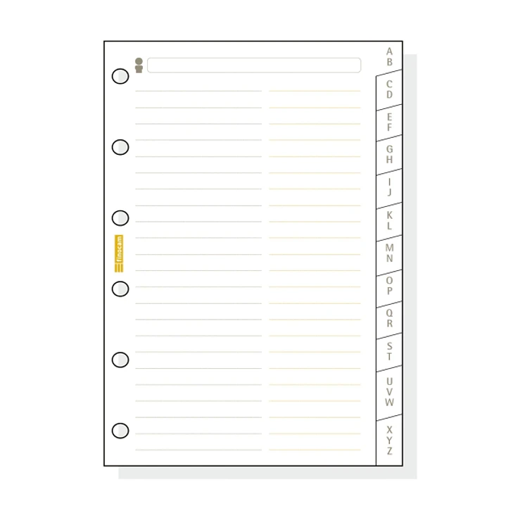Finocam C275 Indice Alfabetico para Agendas Classic - 12 Solapas - Formato 602 - 73x114x3mm - Cartulina - Color Blanco 1