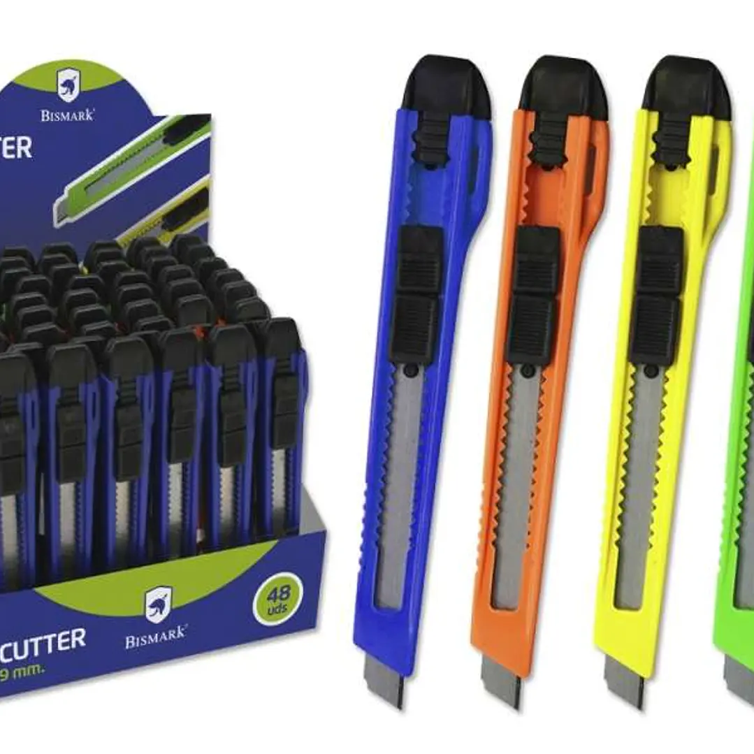 Bismark Cutter Pequeño con Cuchilla de Acero - Sistema de Bloqueo - Retractable e Intercambiable - Colores Surtidos 1