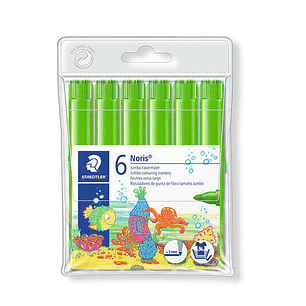 Staedtler Noris Watercolour 340 Pack de 6 Rotuladores de Gran Tamaño - Trazo 3mm Aprox - Lavable Facilmente - Tinta Base de Agua - Color Verde Claro