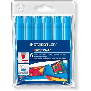 Staedtler Noris Watercolour 340 Pack de 6 Rotuladores de Gran Tamaño - Trazo 3mm Aprox - Lavable Facilmente - Tinta Base de Agua - Color Azul Claro