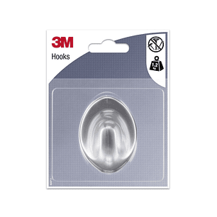 3M Gancho Adhesivo Ovalado - Formato L - Soporta hasta 1.2kg - Color Gris Metalizado