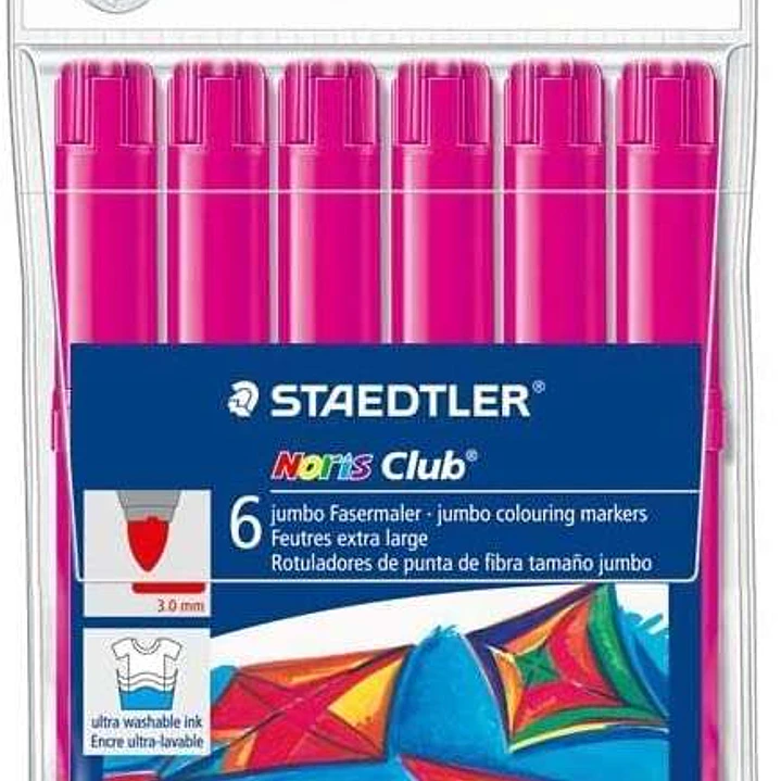 Staedtler Noris Watercolour 340 Pack de 6 Rotuladores de Gran Tamaño - Trazo 3mm Aprox - Lavable Facilmente - Tinta Base de Agua - Color Magenta 1