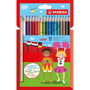 Stabilo Color Pack de 18 Lapices de Colores - Mina de 2.5mm - Ideal para el Colegio - Colores Surtidos