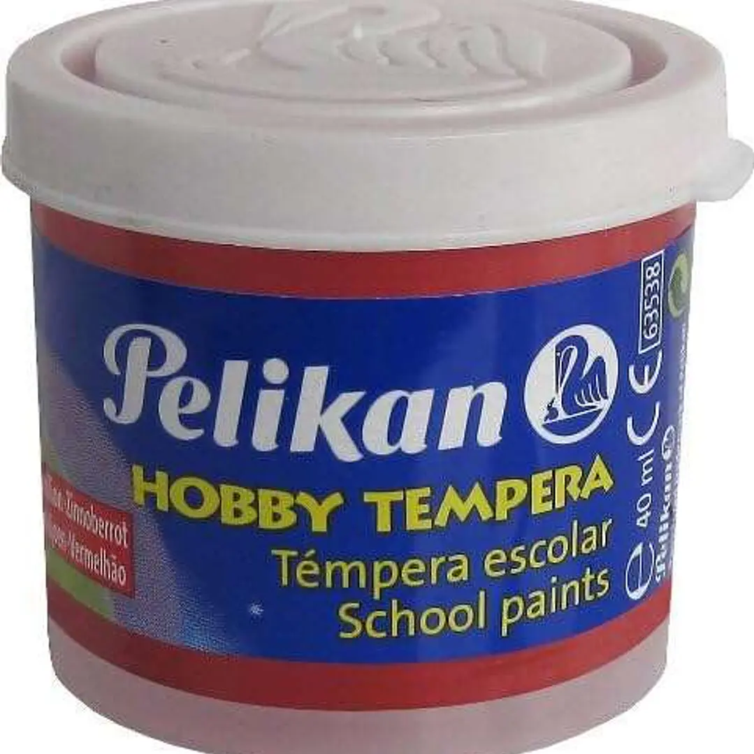 Pelikan Tempera Escolar Frasco 40ml - Facil de Usar - Ideal para Actividades Escolares - Color Bermellon 1
