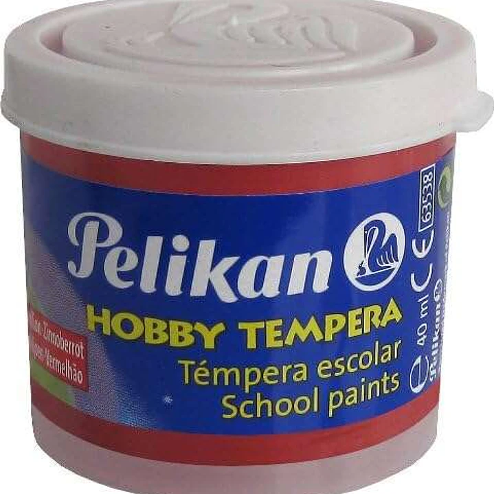 Pelikan Tempera Escolar Frasco 40ml - Facil de Usar - Ideal para Actividades Escolares - Color Bermellon 1