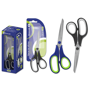 Bismark Tijeras de Oficina Acero Inoxidable 19cm - Empuñadura Ergonomica - Muy Ligeras y Resistentes - Empaquetadas en Blister - Colores Surtidos