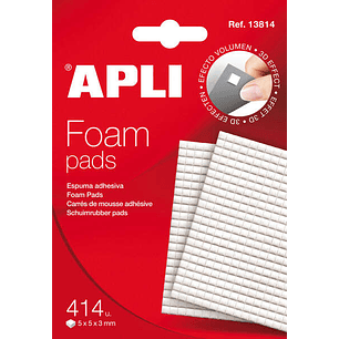 Apli Adhesivo Espuma 3D Precortado 5x5x3mm - Facil Aplicacion - 414 Unidades - Blanco