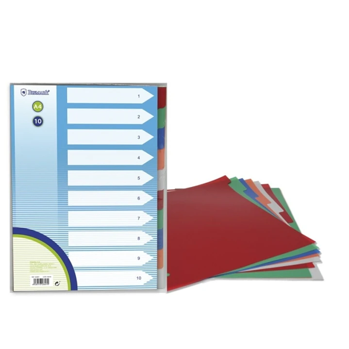 Bismark Pack de 10 Separadores de Polipropileno - Tamaño A4 - Multitaladro - Colores Surtidos 1