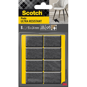 Scotch Pack de 8 Almohadillas de Fieltro Adhesivas - Ultra Resistentes - 35x24mm - Paquete de 8 - Color Blanco/Gris