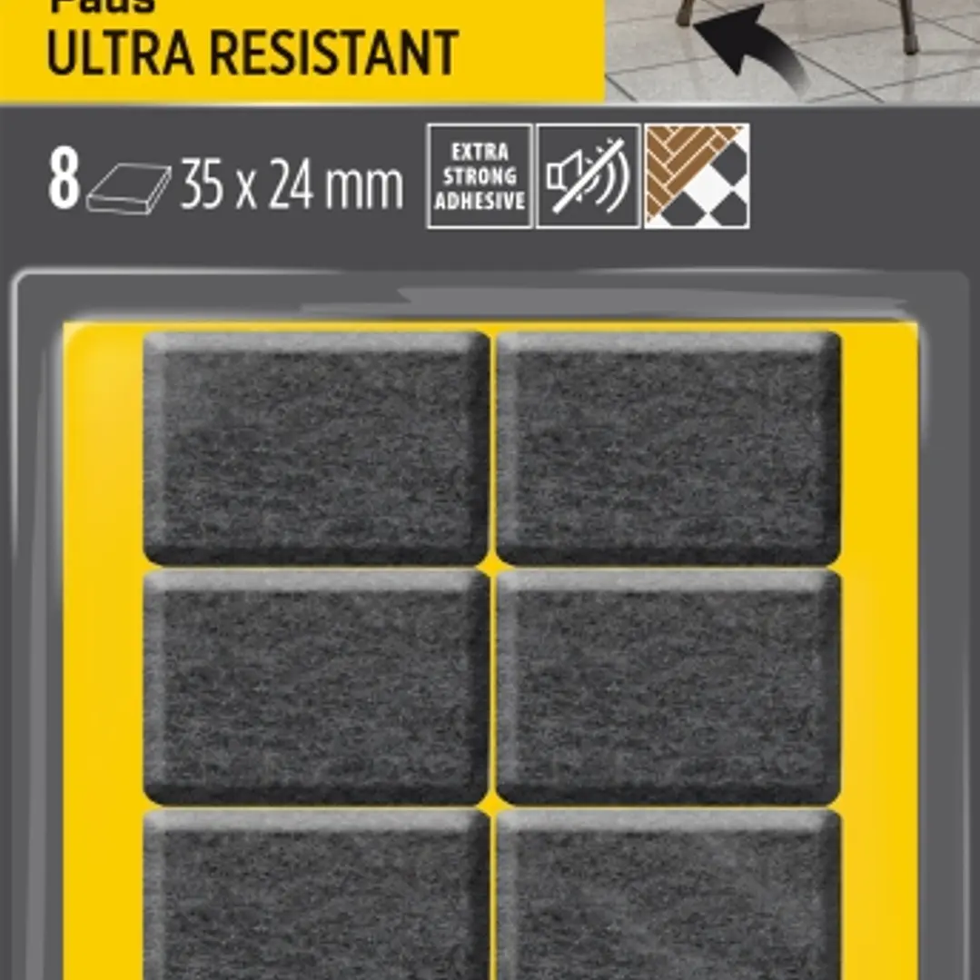 Scotch Pack de 8 Almohadillas de Fieltro Adhesivas - Ultra Resistentes - 35x24mm - Paquete de 8 - Color Blanco/Gris 1