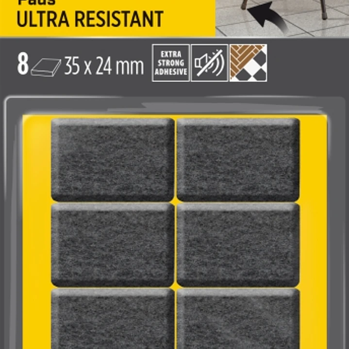 Scotch Pack de 8 Almohadillas de Fieltro Adhesivas - Ultra Resistentes - 35x24mm - Paquete de 8 - Color Blanco/Gris 1