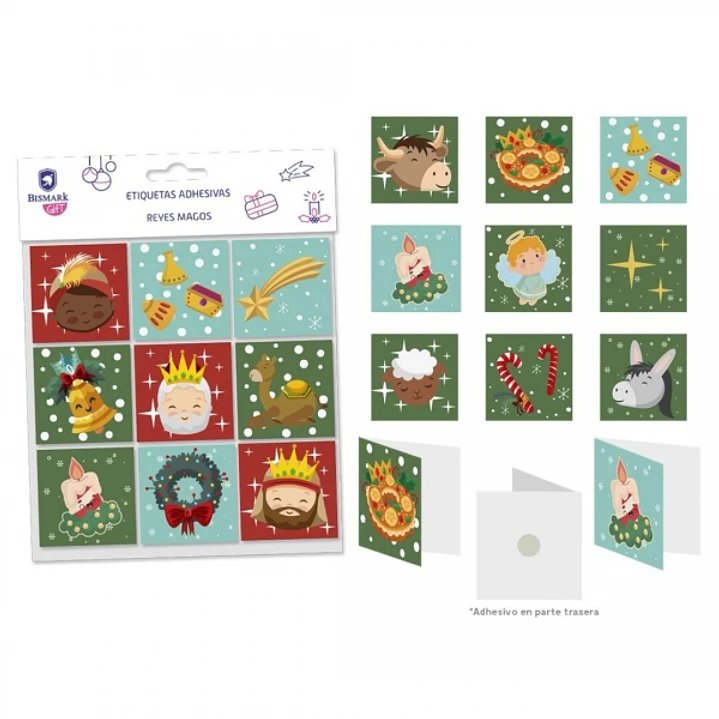 Bismark Pack de 9 Tarjetas de Felicitacion Navideña - Adhesivo en la Parte Trasera - Diseños Variados 1