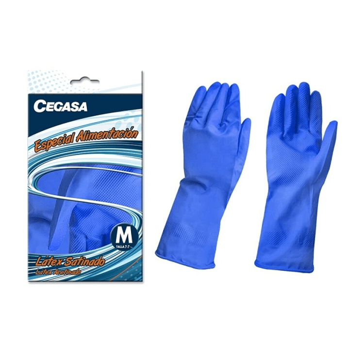 Cegasa Guantes de Latex Talla M 7-7 1/2 - Aptos para Manipulacion de Alimentos - Color Azul 1