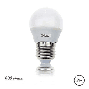 Elbat Bombilla LED - Potencia: 7W - Lumenes: 600 - Tipo de Luz: 4000K Luz Blanca - Casquillo: E27 - Angulo: 220º - Dimensiones: 45X78mm - 30000 Horas 