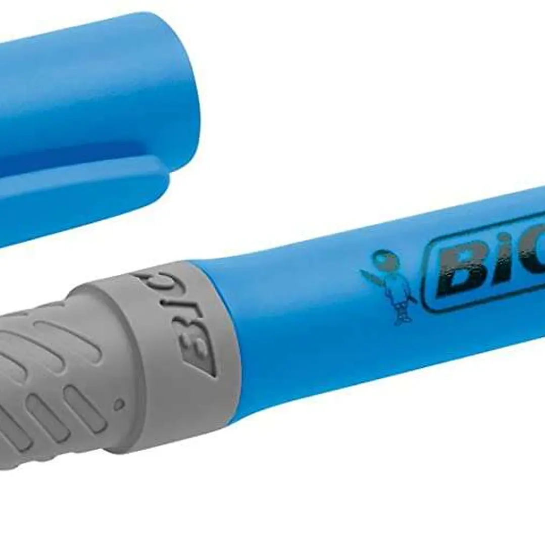 Bic Highlighter Grip Marcador Fluorescente - Tinta con Base de Agua - Punta Biselada - Trazo entre 1.60 y 3.30 mm - Color Azul 1