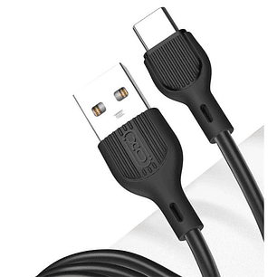 XO NB200TC2 Cable USB-A Macho a USB-C - Carga y Transmision de Datos Alta Velocidad - 2.1A - 2m - Color Negro