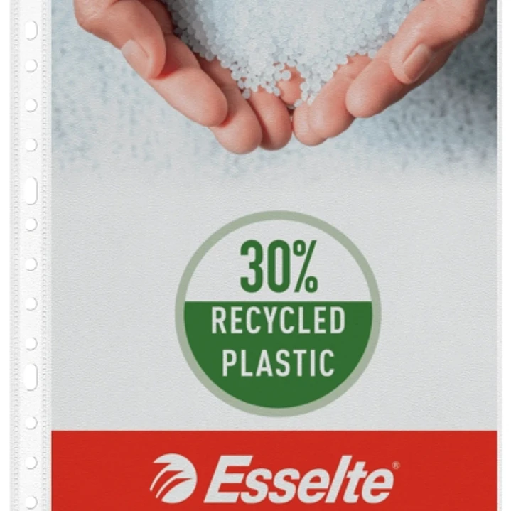 Esselte Pack de 10 Fundas Multitaladro 16 Folio - Polipropileno - Acabado Piel de Naranja - Calidad Estandar - Transparente 1