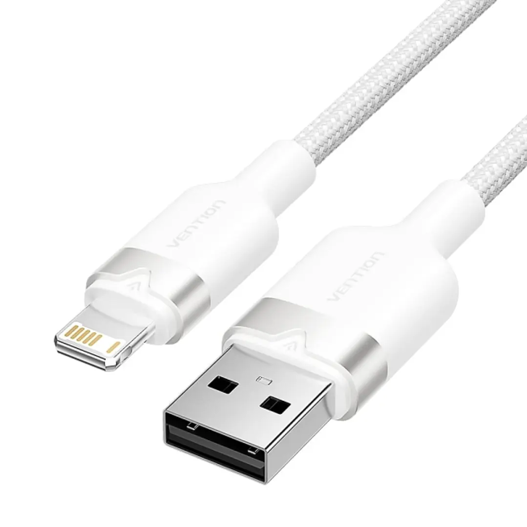 Vention Cable USB-A a Lightning 2.4A - 1m - Trenzado - Color Blanco 1