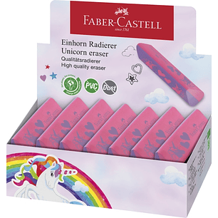 Faber-Castell Unicornio Goma de Borrar sin PVC - Forma Triangular Ergonomica - Sin Residuos - Borrado Limpio y Facil