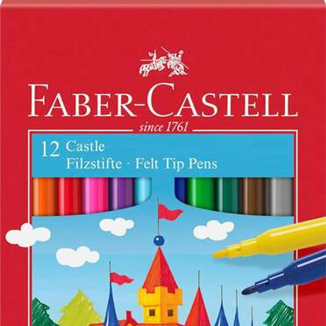 Faber-Castell Castle Pack de 12 Rotuladores - Tinta con Base de Agua Lavable - Colores Surtidos 1