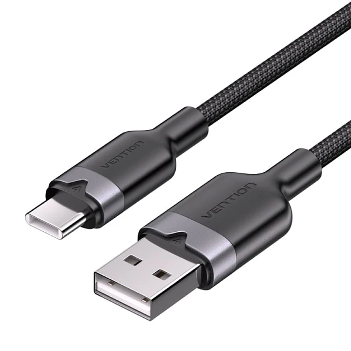 Vention Cable USB-C 2.0 a USB-A 3A 60W - 1m - Trenzado - Color Negro 1