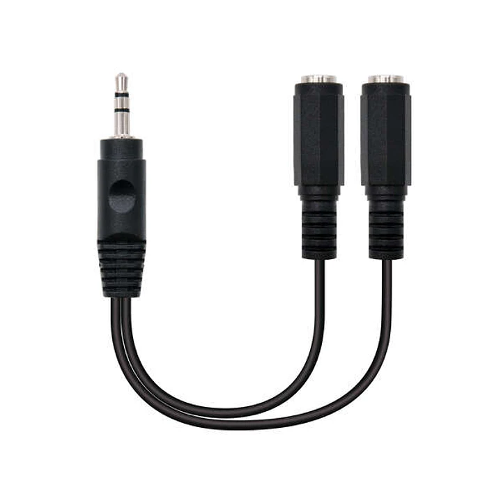 Nanocable Cable Audio Estereo 2x Jack 3.5mm Hembra a Jack 3.5mm Macho 0.15m - Color Negro 1
