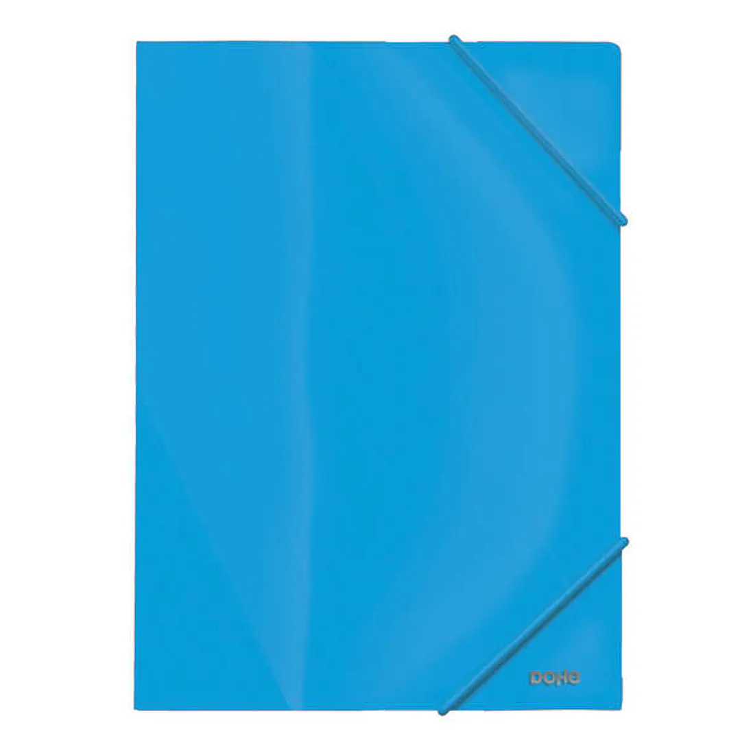 Dohe Carpeta de Gomas con Tres Solapas - 600 Micras - Fabricada en Polipropileno Opaco Cristal - Cierre de Gomas Redondas 1