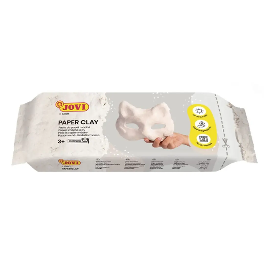 Jovi Paper Clay Pasta de Papelmache 170gr - Lista para Usar - Secado al Aire - Ligera y Facil de Modelar - No Mancha - Ideal para Figuras y Mascaras - 1