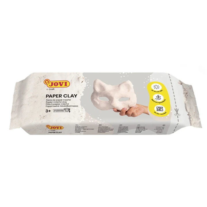 Jovi Paper Clay Pasta de Papelmache 170gr - Lista para Usar - Secado al Aire - Ligera y Facil de Modelar - No Mancha - Ideal para Figuras y Mascaras - 1