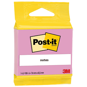 Post-It Bloc de 100 Notas Adhesivas Reposicionables - Forma Rectangular - 63.5x76mm - Color Rosa