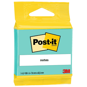 Post-It Bloc de 100 Notas Adhesivas Reposicionables - Forma Rectangular - 63.5x76mm - Color Verde