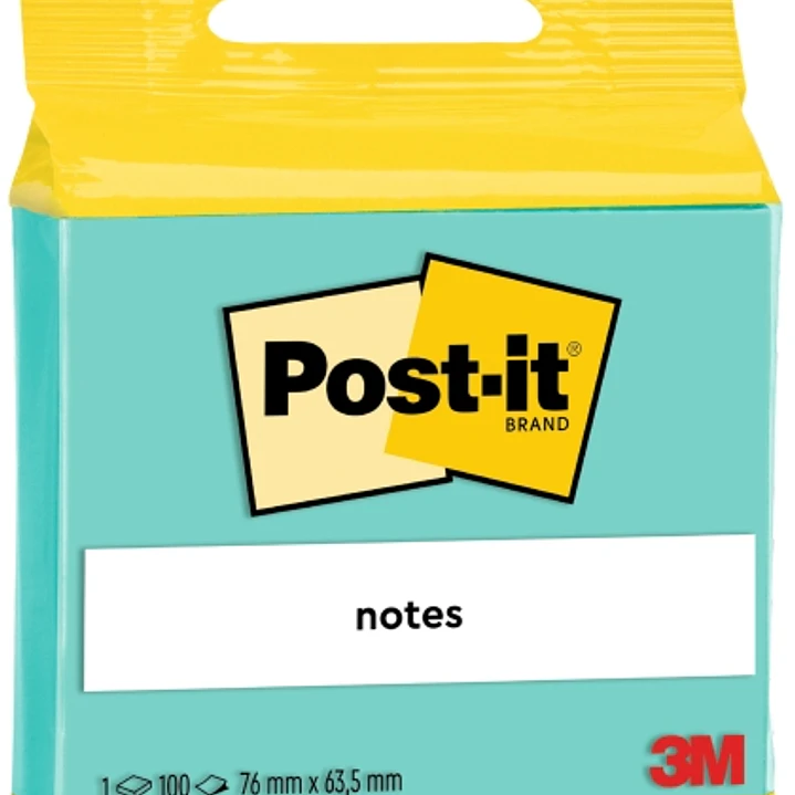 Post-It Bloc de 100 Notas Adhesivas Reposicionables - Forma Rectangular - 63.5x76mm - Color Verde 1
