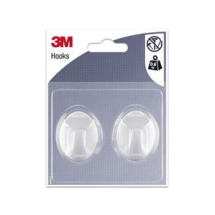 3M Pack de 2 Ganchos Adhesivos Ovalados - Formato M - Soporta hasta 0.6kg - Color Blanco