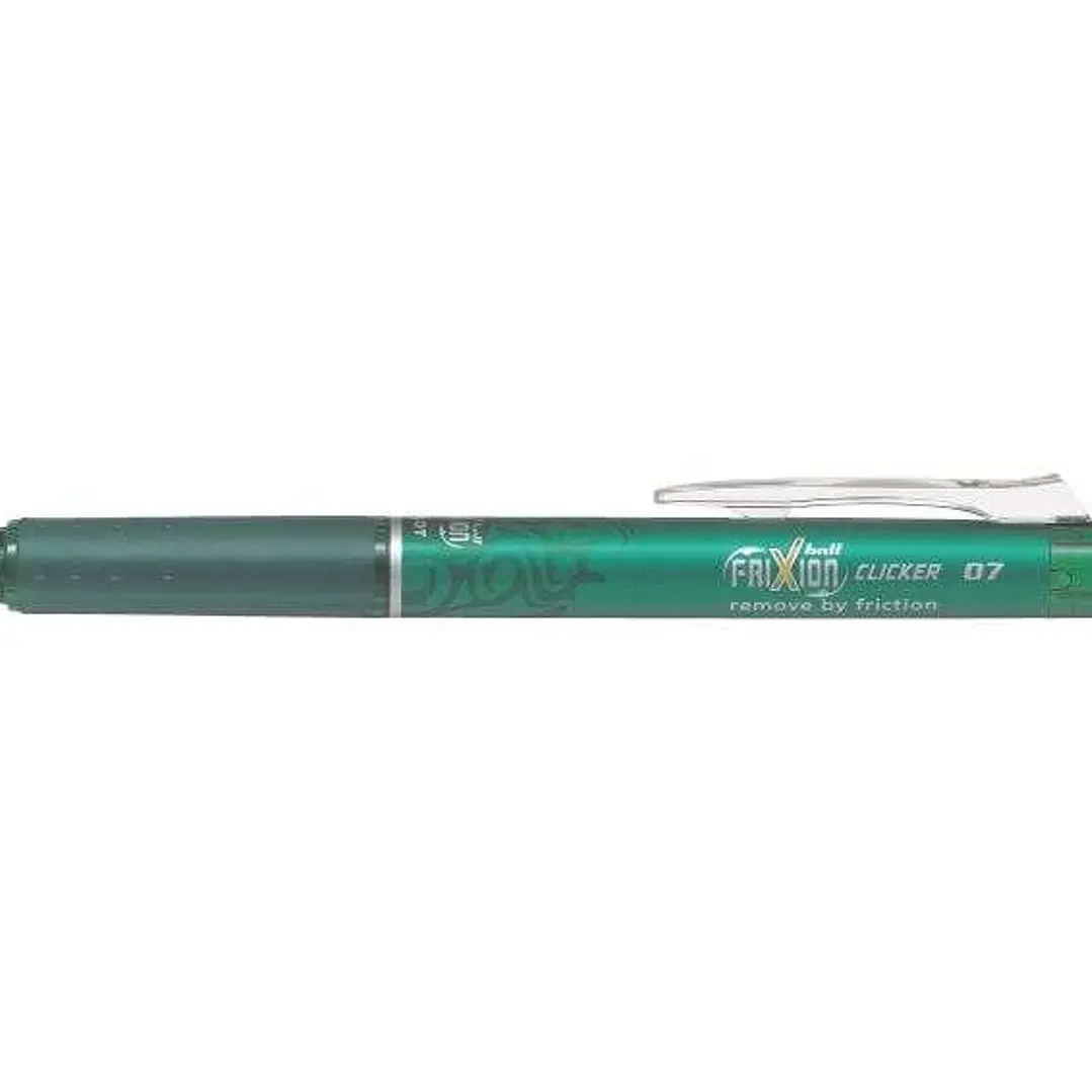 Pilot Frixion Clicker Boligrafo de Gel Borrable Retractil - Punta de Bola 0.7mm - Trazo 0.4mm - Grip Ergonomico - Color Verde 1