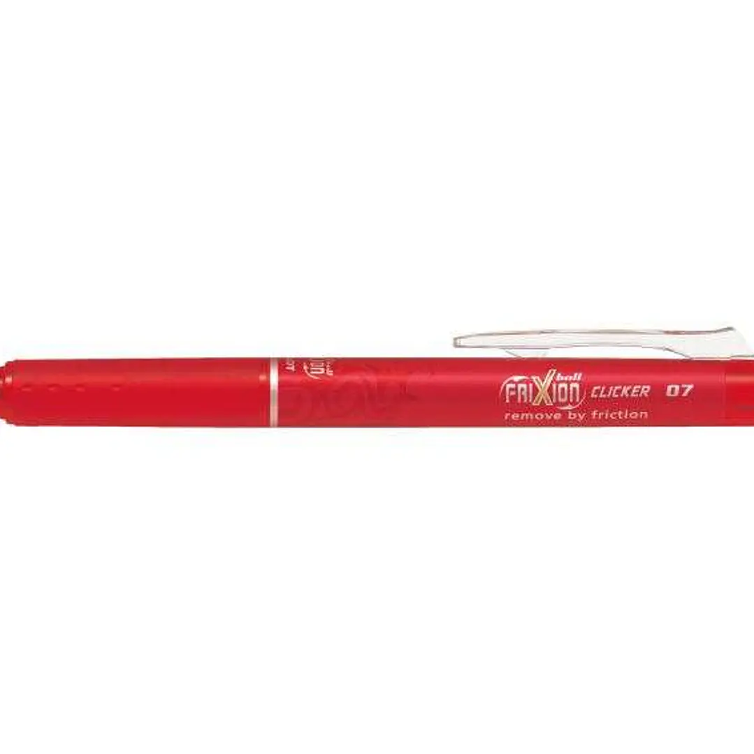 Pilot Frixion Clicker Boligrafo de Gel Borrable Retractil - Punta de Bola 0.7mm - Trazo 0.4mm - Grip Ergonomico - Color Rojo 1