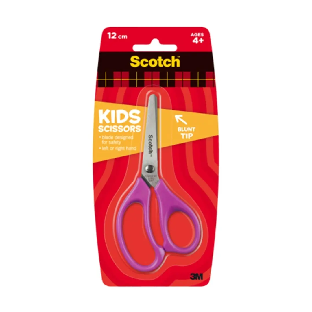 Scotch Tijeras Infantiles 12cm - Acero Inoxidable - Punta Redondeada - Tacto Suave - Aptas para Diestros y Zurdos - Color Morado 1