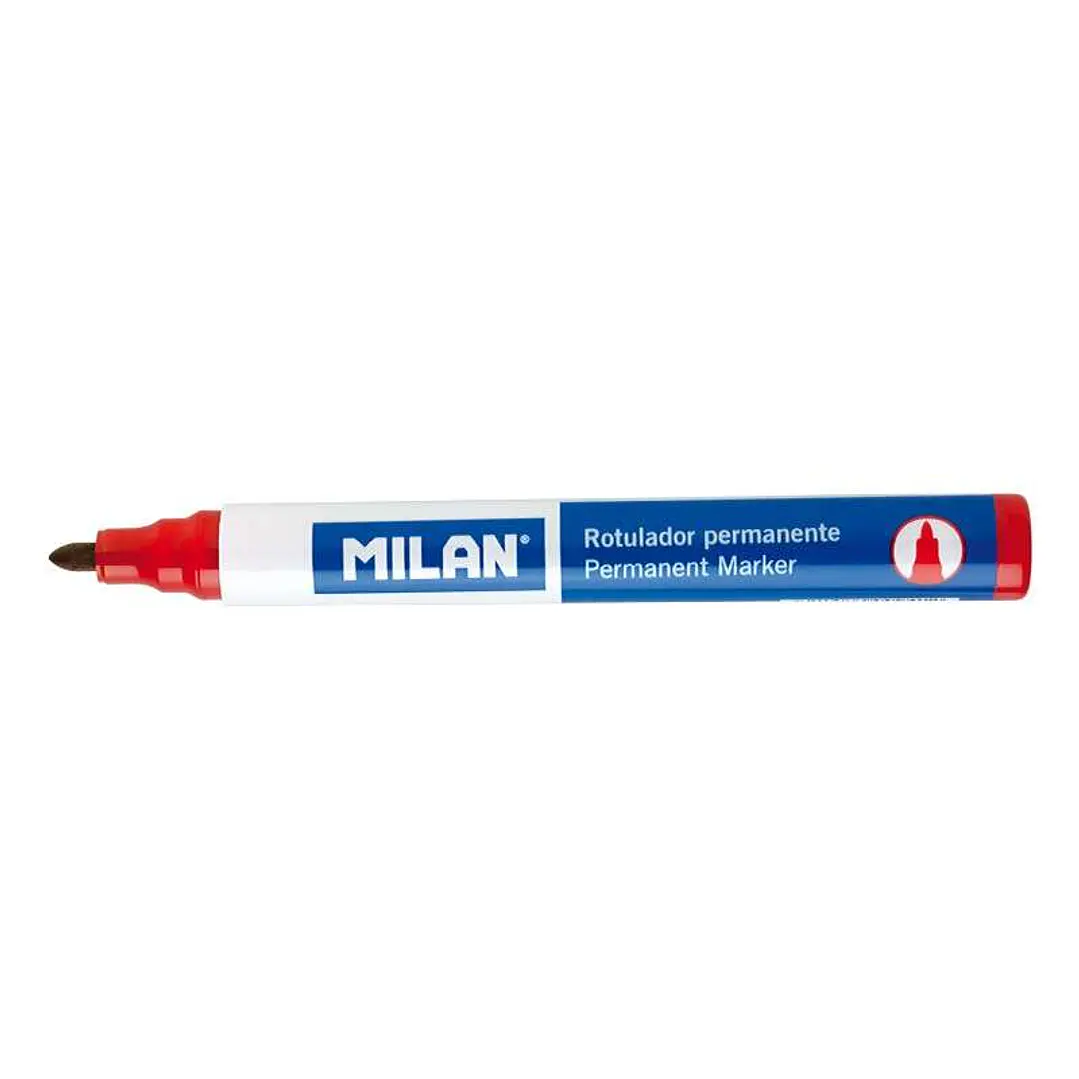 Milan Rotulador Permanente - Punta Redonda 4mm - Tinta a Base de Alcohol - Color Rojo 1