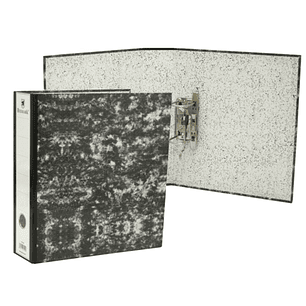 Bismark Archivador A-Z Jaspeado Folio Lomo 75mm - Carton Forrado - Tarjetero en el Lomo - Mecanismo de Palanca - Color Negro Jaspeado