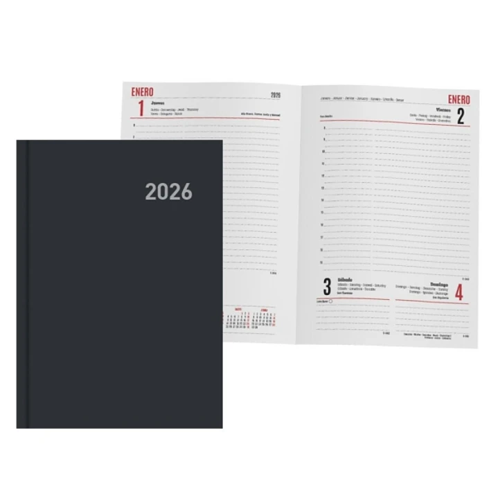 Ingraf Paris Agenda Anual - Dia Pagina - Viernes, Sabado y Domingo misma Pagina - Tamaño 15x21cm - Color Negro 1