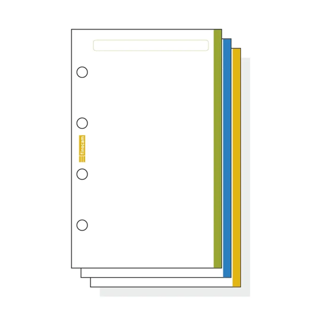 Finocam C145 Notas de Recambio para Agendas Classic - Liso con Banda de Color - Formato 601 - 56x89x5mm - Color Blanco 1