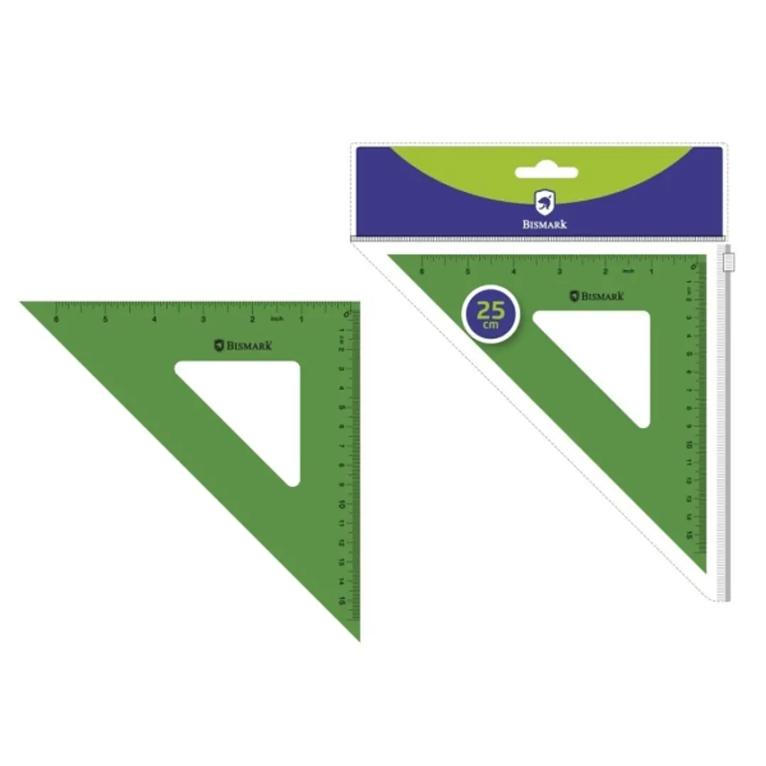 Bismark Escuadra Acrilica 25cm - Alta Calidad - Funda con Cierre - Color Verde 1