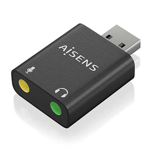 Aisens Conversor USB-A a Audio 48KHz - USB-A/M-2xJACK 3.5/H - Color Negro