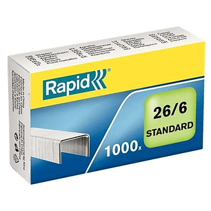 Rapid Confort Caja de 1000 Grapas 26/6 - Hasta 20 Hojas - Alambre Flexible Galvanizado - Patilla de 6mm